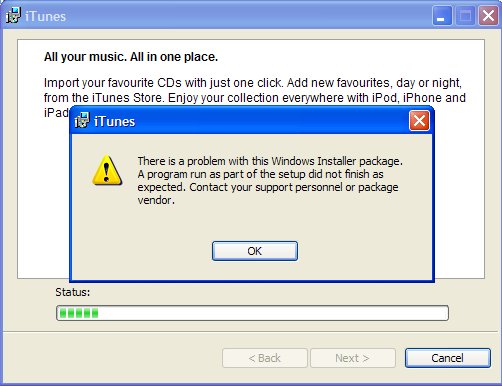 windows installer package itunes