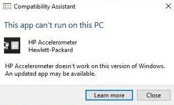 Hp accelerometer не работает в данной версии windows 10