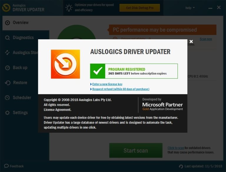 auslogics driver updater keeps disabling